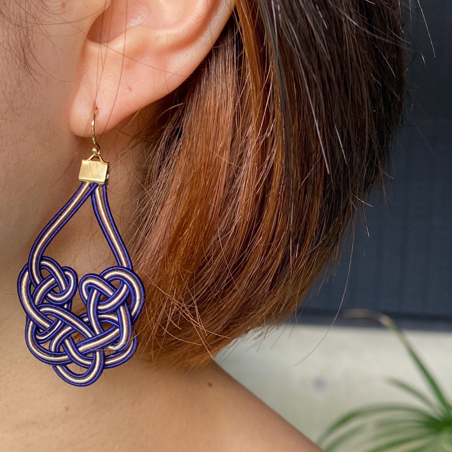 Mizuhiki Knots Style Earrings - Blue