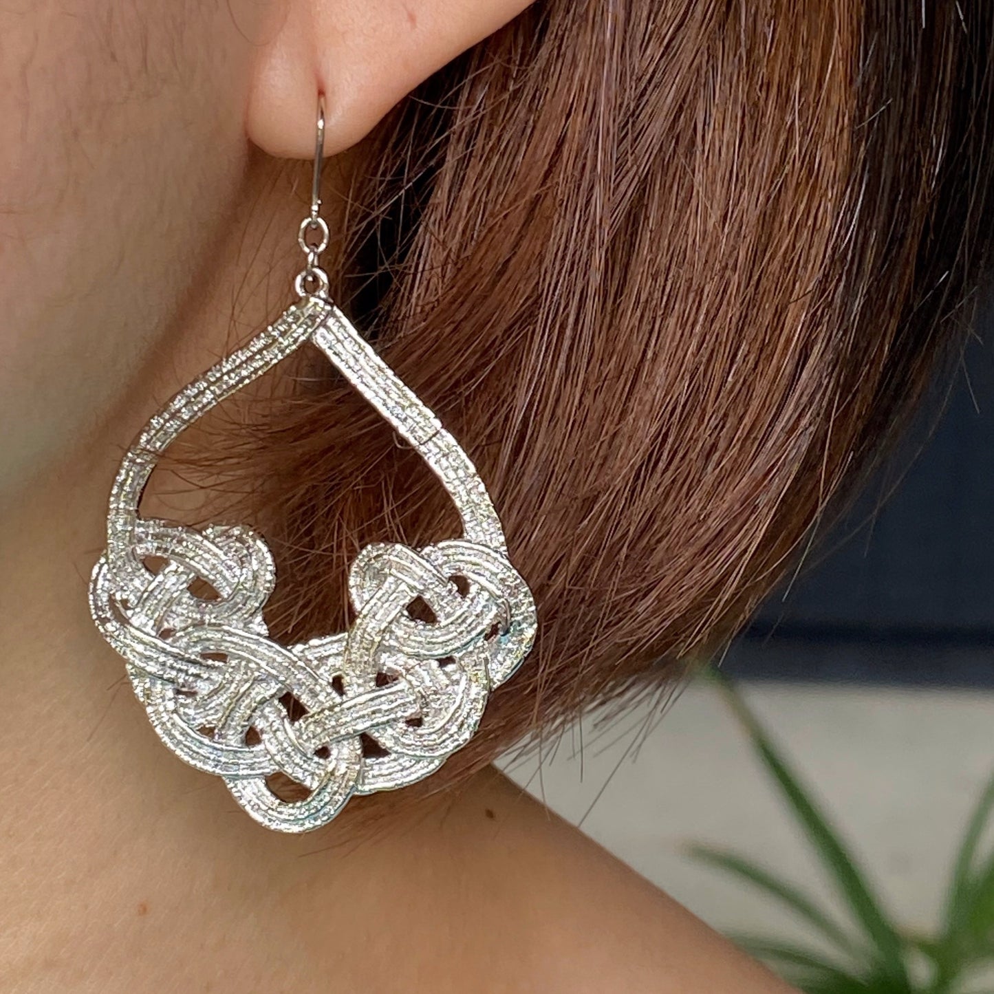 Mizuhiki Knots Style Earrings - Silver
