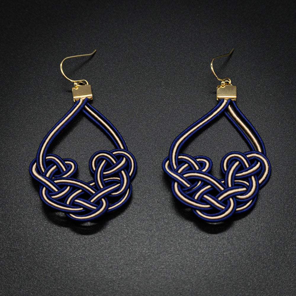 Mizuhiki Knots Style Earrings - Blue