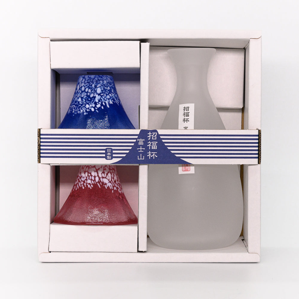 Mount Fuji Sake Cups with Decanter Set - Handmade