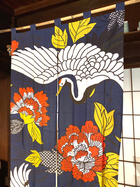 Noren Curtain Crane & Flower